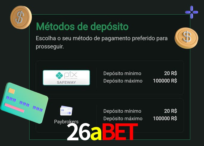 O cassino 26abet oferece uma grande variedade de métodos de pagamento